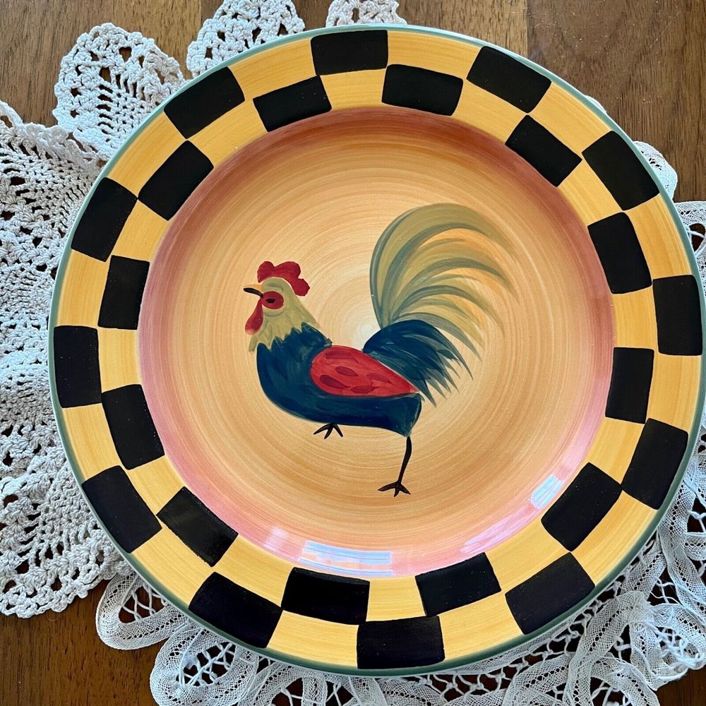 Roosters Of Seville Plate Canterbury Potteries Hand Painted 8.5”